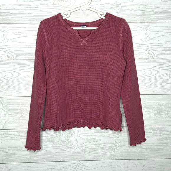 Old Navy dusty rose waffle long sleeve top Girls Size Medium (8) - Picture 1 of 5